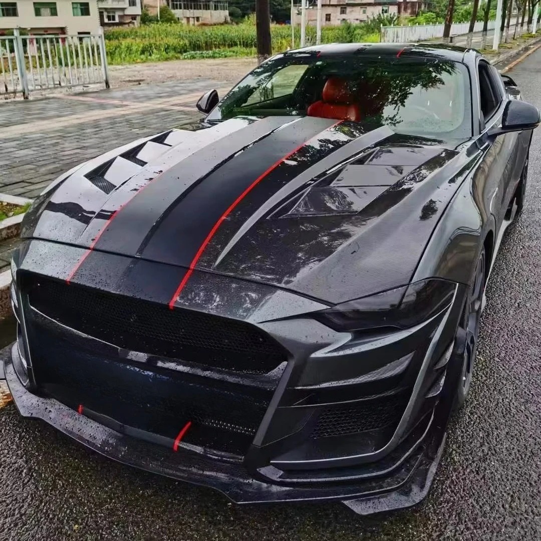 New Carbon Fiber Front Bonnet Engine Hood for 2018-2025 for  Mustang GT EcoBoost  Car Cover with Bolts Included